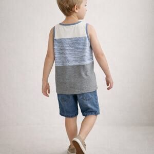 Wonder Nation Boys Colorblock Sleeveless Tank Top Size 8 Blue Gray White